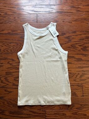 a new day Cream Ribbed-Edge Sleeveless Tank Top